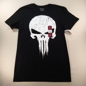 Marvel The Punisher Skull Graphic Tee Shirt Black NWT Men's Size Small